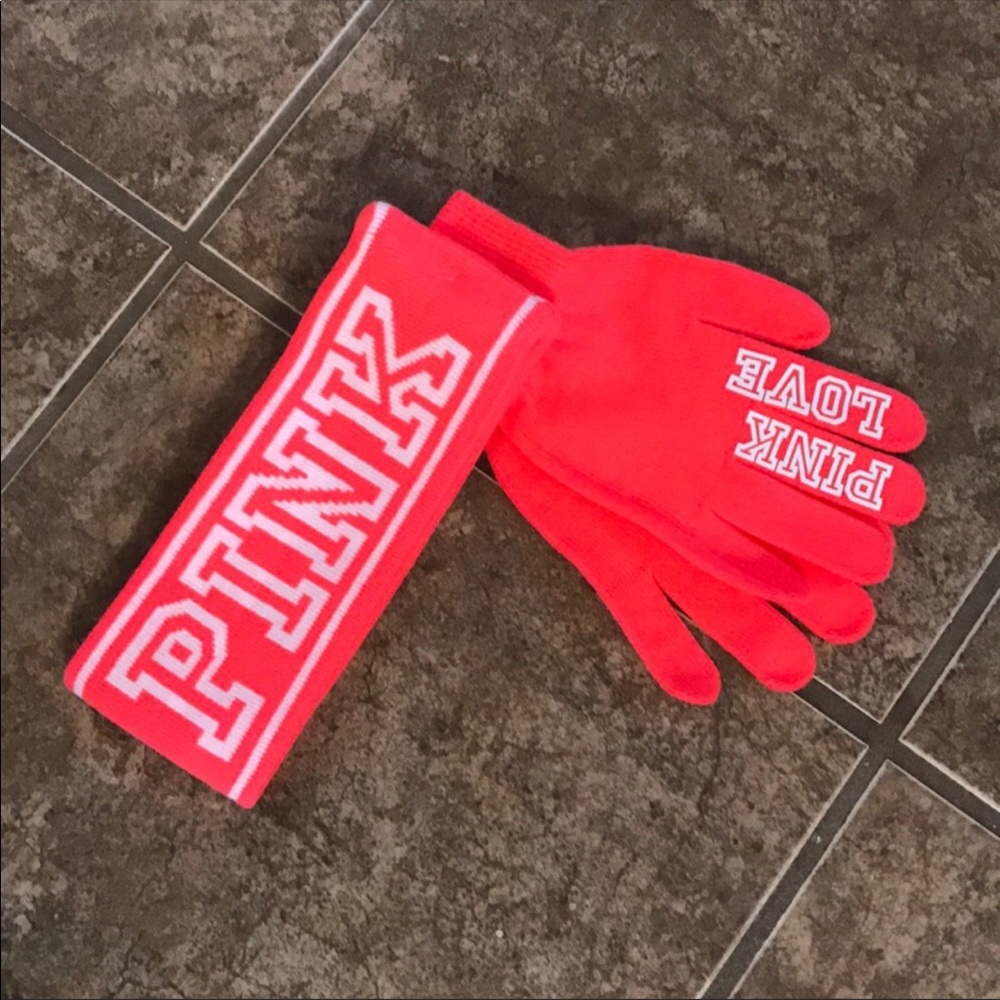 VS PINK Gloves and Headband NWT